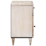 Bed cabinet with Drawer White 50 x 33 x 60 cm Solid Mango Wood 4018376