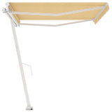 ZNTS Freestanding Manual Retractable Awning 400x350 cm Yellow/White 3069618