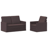 Sofa Set 2 pcs Dark Brown Fabric 3433138