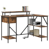 Desk with Drawer Smoked Oak 120 x 79 x 86.5 cm Engineered Wood 859402