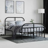 Metal Bed Frame without Mattress with Footboard Black 120x200cm 353651