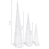 Acrylic Decorative LED Light Cone Set Cold White 60/90/120cm 328972