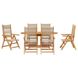 Garden Dining Set Folding 7 pcs Beige Solid Acacia Wood 3375741