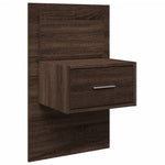 ZNTS Wall-mounted Bedside Cabinet with LED Lights Brown Oak 848169