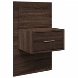 ZNTS Wall-mounted Bedside Cabinet with LED Lights Brown Oak 848169