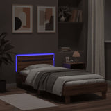 Bed Frame without Mattress with LED Lights Brown Oak 75x190 cm Small Single 838756