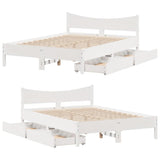 Bed Frame with Drawers White 160x200 cm Solid Wood Pine 3301900