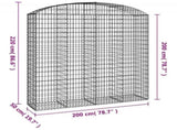 Arched Gabion Basket 200x50x200/220 cm Galvanised Iron 153480