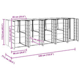 Wheelie Bin Storage for 5 Bins Silver 340 x 77.5 x 115.5 cm 3394791