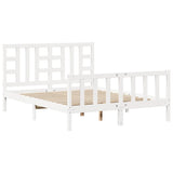 Bed Frame without Mattress White King Size Solid Wood Pine 3191977