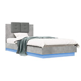 Bed Frame with LED Concrete Grey 80 x 200 cm Engineered Wood 3429666