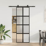 Sliding Door with Hardware Set 76x205 cm Tempered Glass&Aluminium 3333007