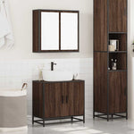 ZNTS 2 Piece Bathroom Furniture Set Brown Oak Engineered Wood 3300889