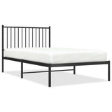 Metal Bed Frame without Mattress with Headboard Black 100x190cm 350858