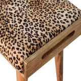 Leopard Velvet Tray Style Footstool IN1596