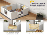 Whelping Box for Dogs with Whelping Pad, Adjustable Entrance, Non-slip Foot Pads, for Medium Dogs, T3398P349745