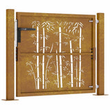 Garden Gate 100x100 cm Corten Steel Bamboo Design 153185