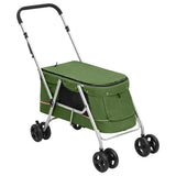 Folding Dog Stroller Green 100x49x96 cm Linen Fabric 172204