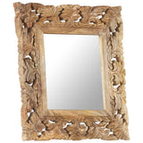 Hand Carved Mirror Brown 50x50 cm Solid Mango Wood 321638