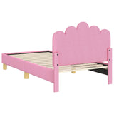 Children's Bed Frame with Headboard Pink 80 x 160 cm Fabric 42011047