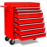 Workshop Tool Trolley 7 Drawers Red 141955