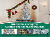 6 FT Snow Flocked Pre-lit Artificial Pop Up Christmas Tree with 100 Warm Lights and Golden Ornaments 48293641