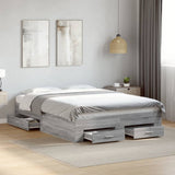 Bed Frame with Drawers without Mattress Grey Sonoma 120x190 cm Small Double 3280417
