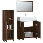 ZNTS 3 Piece Bathroom Furniture Set Brown Oak Engineered Wood 3154408