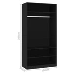 ZNTS Wardrobe Black 100x50x200 cm Engineered Wood 800226