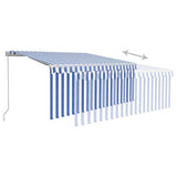 Manual Retractable Awning with Blind&LED 3x2.5m Blue&White 3069261