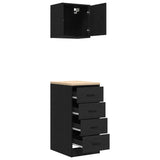 ZNTS Garage Cabinets 2 pcs Black Engineered Wood 3328324