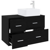 Bathroom Furniture Set 2 pcs Black Oak Engineered Wood 3403977