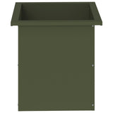 Garden Planter with LED Olive Green 40 x 40 x 40 cm Steel 8008132