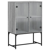 Side Cabinet with Glass Doors Grey Sonoma 69x37x100 cm 836551