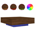 ZNTS Coffee Table with LED Lights Brown Oak 100x100x31 cm 836608