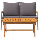 Bistro Set with Cushion 2 pcs Oil Natural Solid Acacia Wood 4106462