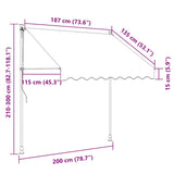 Manual Retractable Awning with LED 200 cm Cream 145871