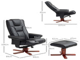 Faux Leather Manual Recliner and Footstool Set - Black T3398P343628