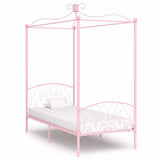 Canopy Bed Frame without Mattress Pink Metal 90x200 cm 284486
