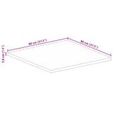Table Top 80x80x3,8 cm Square Solid Wood Rough Mango 371415