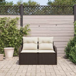 Garden Sofa with Cushion Brown 121 x 62 x 69cm Poly Rattan 42006723