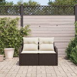 Garden Sofa with Cushion Brown 121 x 62 x 69cm Poly Rattan 42006723