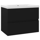 Sink Cabinet with Built-in Basin Black Engineered Wood 3071541