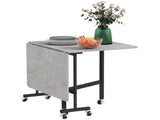 Mobile Drop Leaf Table, Folding Dining Table with 6 Wheels & Brakes, Kitchen Table for Small Spaces, T3398P342434