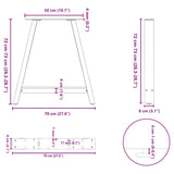 Dining Table Legs A-Shaped 2 pcs White 70x cm Steel 4012853