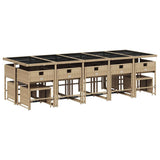 15 Piece Garden Dining Set with Cushions Beige Poly Rattan 3211354