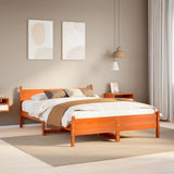 Bed Frame Wax Brown Solid pine wood, plywood slats Double 855596