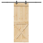 Sliding Door with Hardware Set 85x210 cm Solid Wood Pine 3332780
