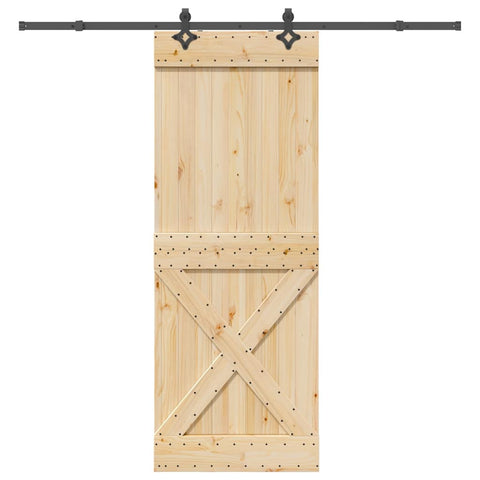 Sliding Door with Hardware Set 85x210 cm Solid Wood Pine 3332780