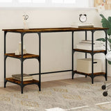 Desk Smoked Oak 140x50x75 cm Metal and Engineered Wood 845328